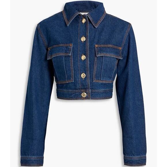 Farm Rio Jackets & Blazers - NWT Farm Rio Basic Cropped Denim Jacket Gold Buttons Small